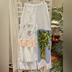 Cottagecore garden vegetable Peter rabbit style cotton wide leg pants